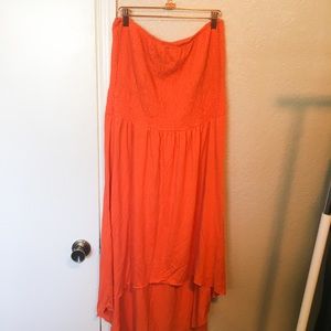 Strapless orange dress